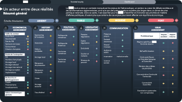 Summary dashboard across the 5 dimensions of the societal audit