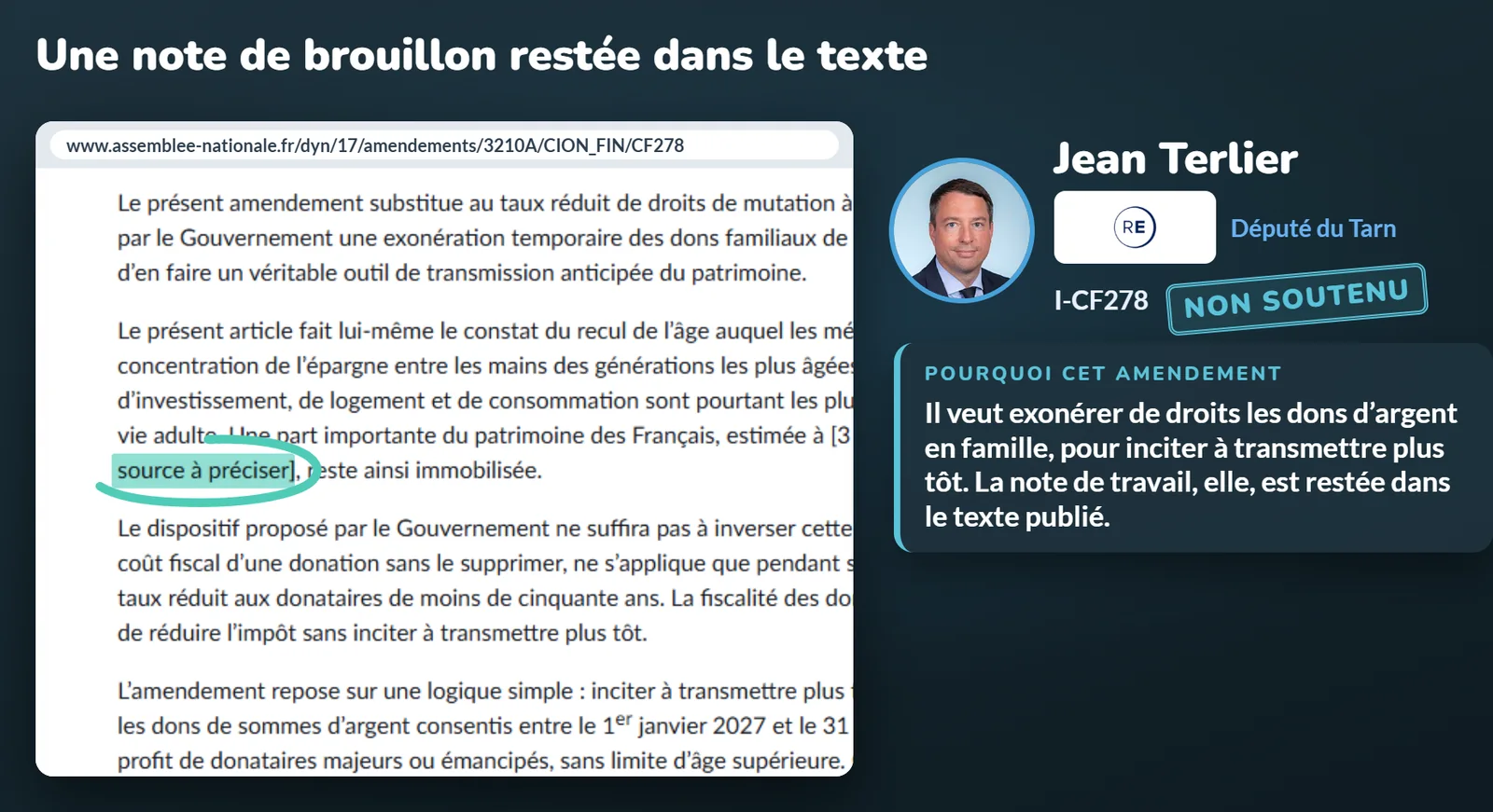 Amendement de Jean Terlier, non soutenu : la mention « source à préciser » est restée dans le texte publié